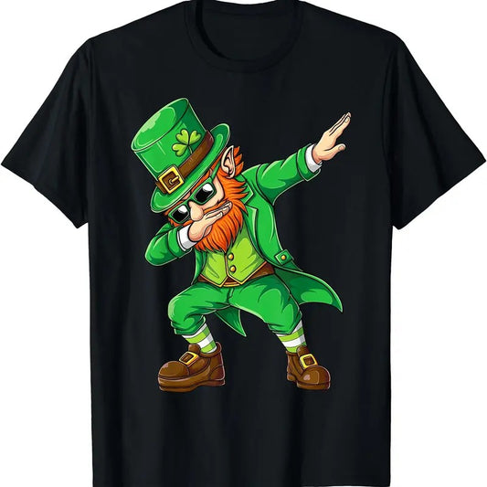 Dabbing Leprechaun Funny Gifts Men Boys St Patricks Day T-Shirt | Unisex Cotton Tee, Short Sleeve, Crewneck, Size S-5XL