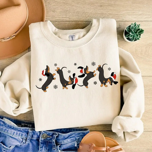 Dachshund Christmas Sweatshirt, Dachshund Christmas Shirt, Dog Lover Gift, Dachshund New Year Shirt, Christmas Crewneck, Dachshund Mom Shirt Classic Cottonstyle{n002}2