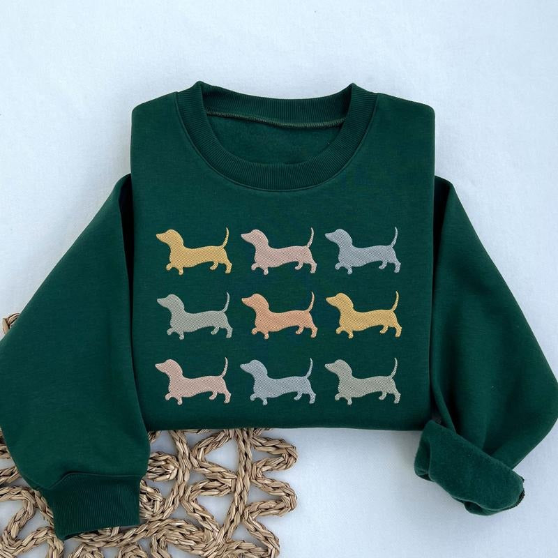 Dachshund Embroidered Sweatshirt, Dog Embroidered Crewneck, Gift Sweater for Dog Lovers