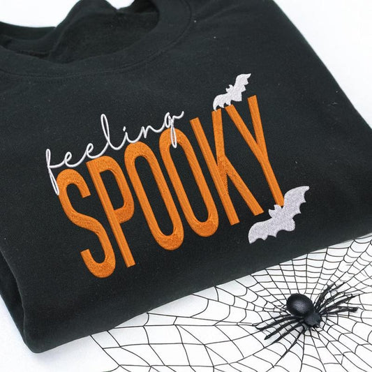 Feeling Spooky Shirt - Embroidered Halloween Sweatshirt for Mom/Dad - Spooky Season - Salem Witch - Cute Gift for Halloween Season
