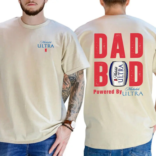 Dad Bod T-Shirt - Fun Beer-Themed Design Featuring Michelob Ultra Can, Perfect for Proud Dads and Beer Lovers, Menswear Tops