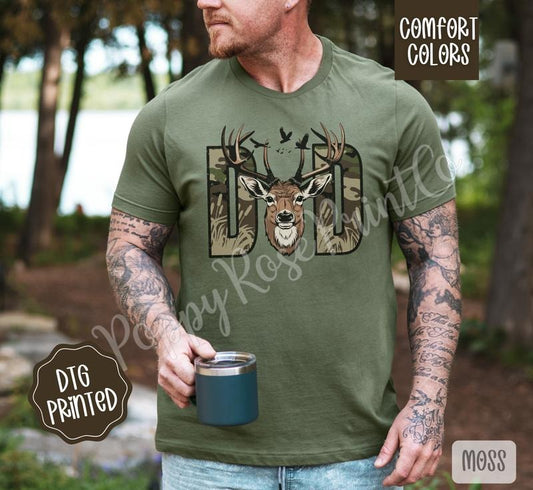Dad Camo Deer Comfort Colors Shirt, Father's Day Gift for Daddy Tee