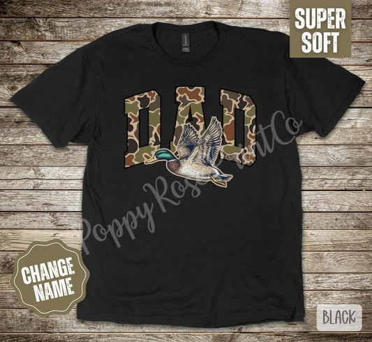 Dad Duck Gildan TShirt, Father's Day, Hunting Shirt, Men's Camo Tee, Gift for Him