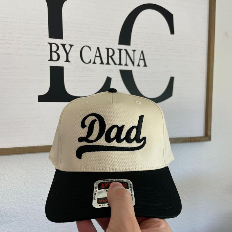 Dad Embroidered Trucker Hat | Beige Black Hat for Dad | Cool Dad Hat | Father's Day Gift | Embroidery | LC By Carina