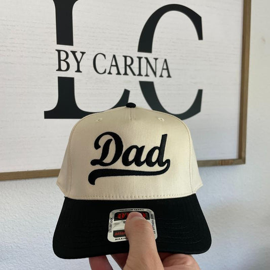Dad Embroidered Trucker Hat | Beige Black Hat for Dad | Cool Dad Hat | Father's Day Gift | Embroidery | LC By Carina