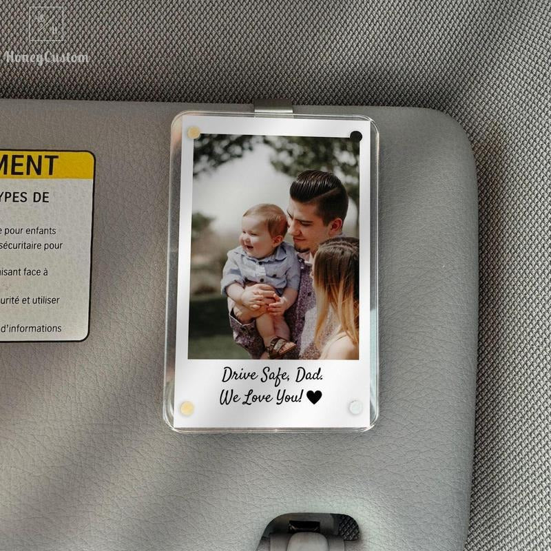 Dad Gifts Custom Photo Car Visor Clip Personalized Father's Day Gift for Him Unique Gift for Dad from Son or Daughter Sentimental Keepsake