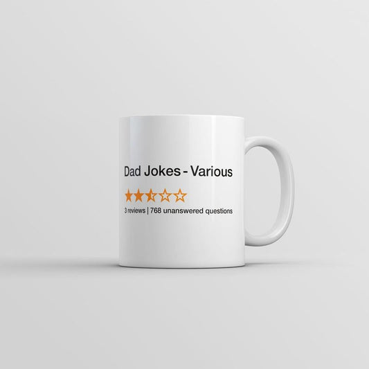 Dad Jokes Review Mug Funny Sarcastic Fathers Day Novelty Coffee Cup-11oz Funny Coffee Mugs Ceramic Printed Drinkware Cup