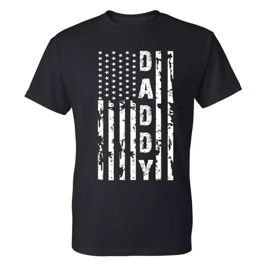 Daddy American Flag Best Dad Fathers Day T-Shirt Gift for Dad Papa Tee Menswear Top