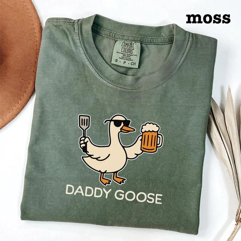 Daddy Goose Funny Comfort Colors T-shirt, Fathers Day Gift, BBQ Beer Shirt, Silly Goose tee, Summer Party, shirt for dad, shirt for grandpa