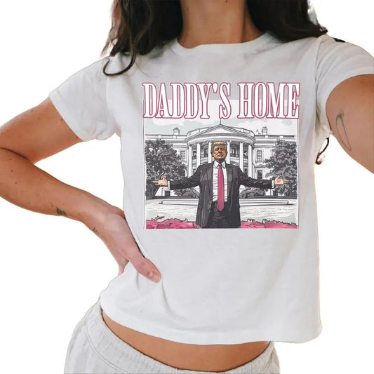 Daddy'S Home Trump Baby Tee, White House Trump Baby Tee, 2024 Republican Gift, Election Baby Tee Casual Comfort