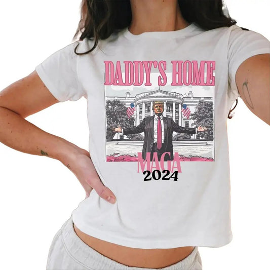 Daddys Home Baby Tee, White House Trump 2024 Baby Tee, Republican Baby Tee Casual Comfort