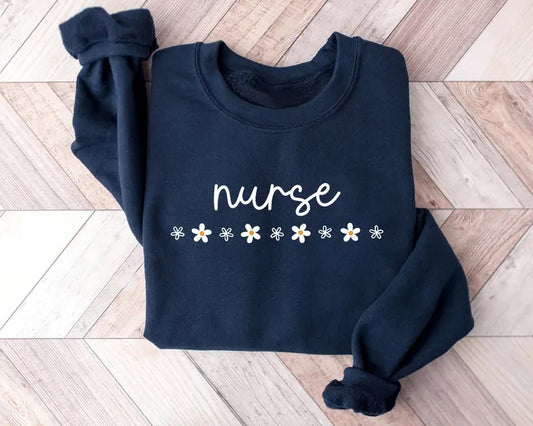 Daisy Nurse RN Sweatshirt, Nurse Sweater, Nursing Crewneck, BSN RN ER Graduation Gift For New Nurse, Nurse Shirt, Floral Nurse Shirt