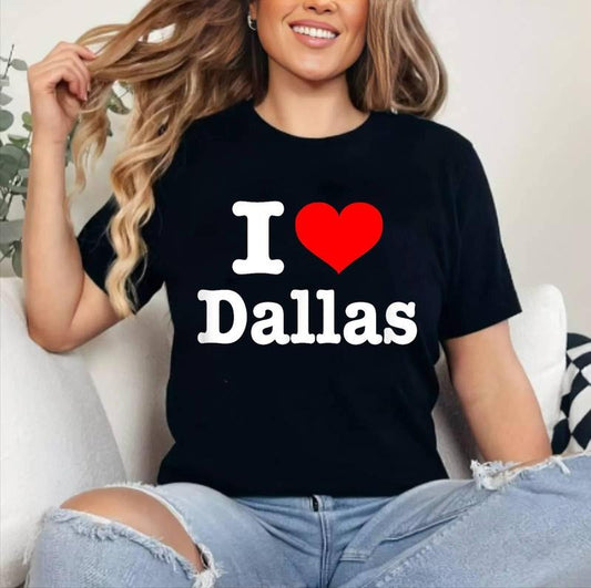 Dallas - I Heart Dallas - I Love Dallas T-Shirt | Cotton 100%, Crewneck, Top Womenswear
