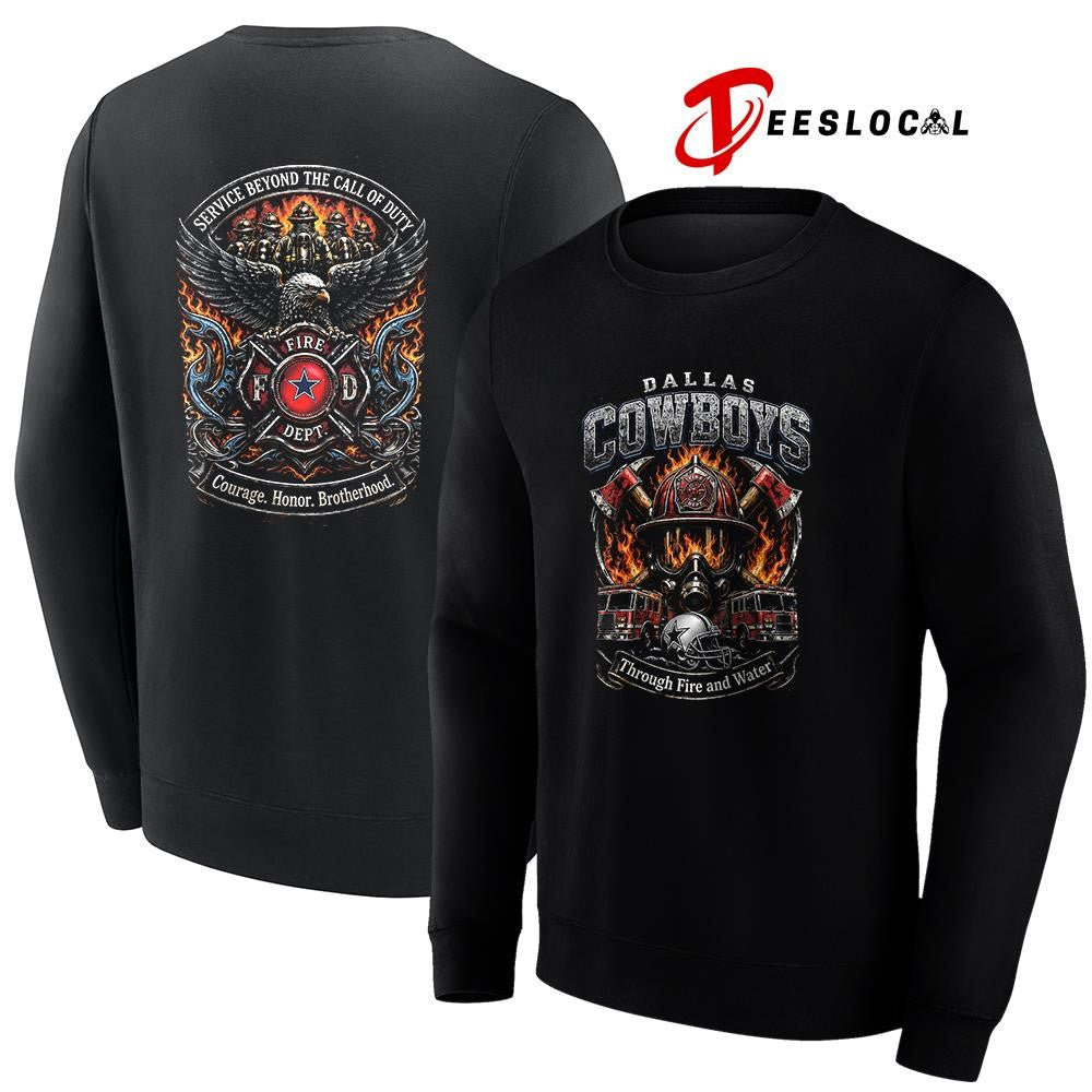 Dallas Cowboys x through fire and water service beyond the call of duty shirt