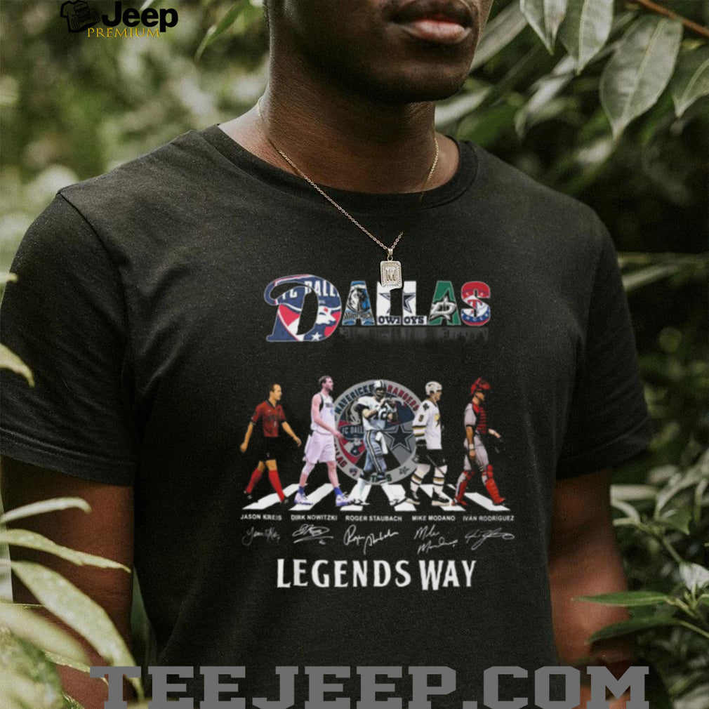 Dallas Legends Way Abbey Road Style Kreis Nowitzki Staubach Modano Rodriguez T Shirt