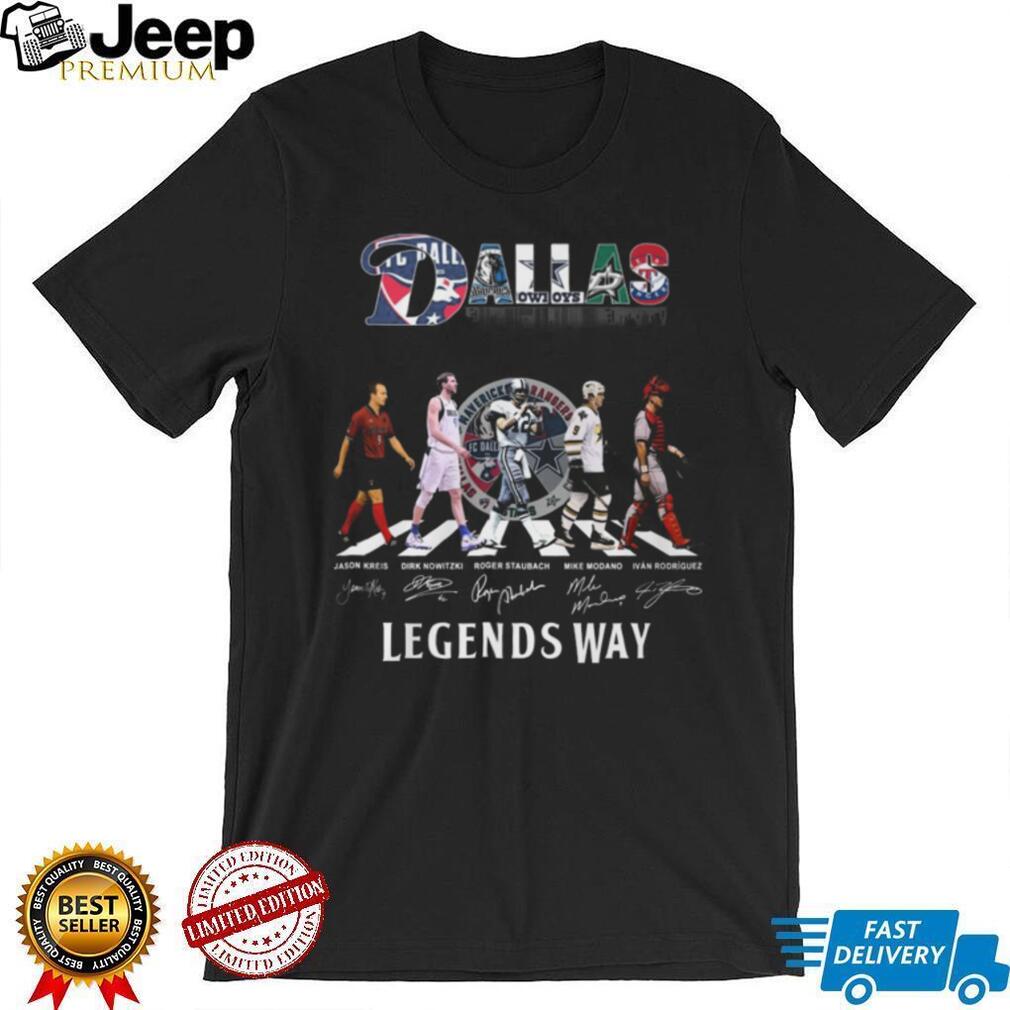 Dallas Legends Way Abbey Road Style Kreis Nowitzki Staubach Modano Rodriguez T Shirt