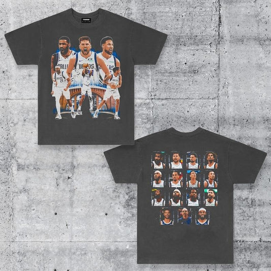Dallas NBA Basketball Mavericks Team Streetwear Heavyweight T-Shirt (Double Sided)