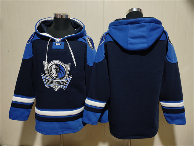 Dallas Mavericks Navy Black Lace-Up Pullover Hoodie