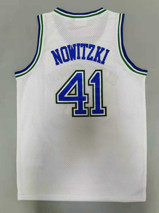 Dallas Mavericks #41 Dirk Nowitzki Mavericks 41# Retro - White Style 1