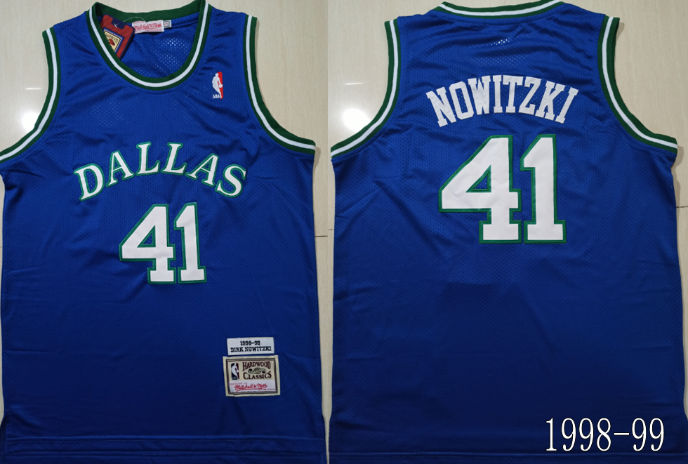 Dallas Mavericks #41 Retro Blue 1998-99 Premium Mesh Jersey