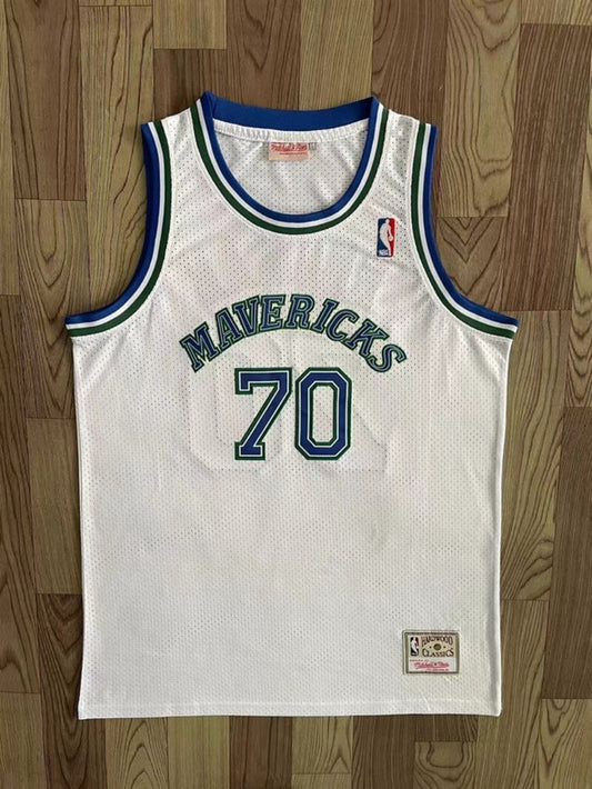 Dallas Mavericks #70 rodman m&n jersey white Style 2