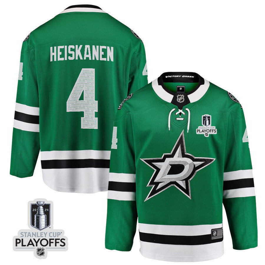Dallas Stars #4 Miro Heiskanen 2024 NHL Playoffs Patch Home Jersey