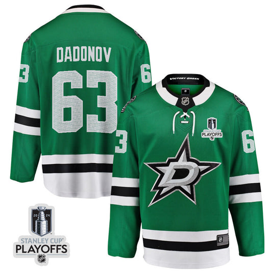 Dallas Stars #63 Evgenii Dadonov 2024 NHL Playoffs Patch Home Jersey