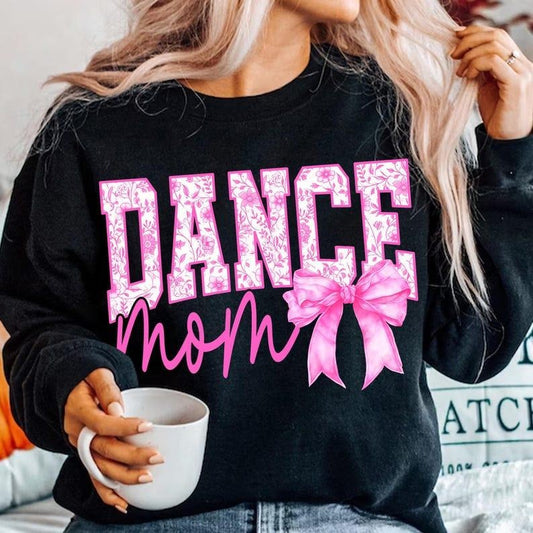 Dance Mom Floral Toile Pink Water Color Coquette Bow Tshirt-sweatshirt-hoodie, Dance tshirt, Dance Shirt Leopard Print Distressed Dance sweatshirt, Dance Mom Varsity hoodie