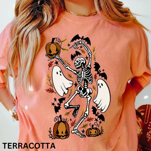 Dancing Skellie shirt, Comfort Colors Halloween Shirt, Casual Shirt Unisex, Halloween Clothing, Graphic Halloween Apparel, Casual Cotton T-shirt, Unisex Halloween
