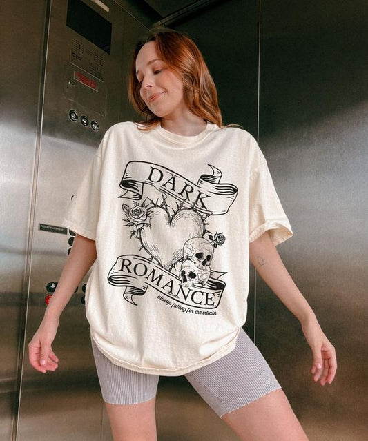 Dark Romance Shirt for Romance Readers, Bookish Dark Academia T-Shirt, Smut Shirt, Dark Romance Merch, Always Falling For the Villain TShirt - Gift for Bookish Her Classic Cotton Short Sleeve T-Shirt