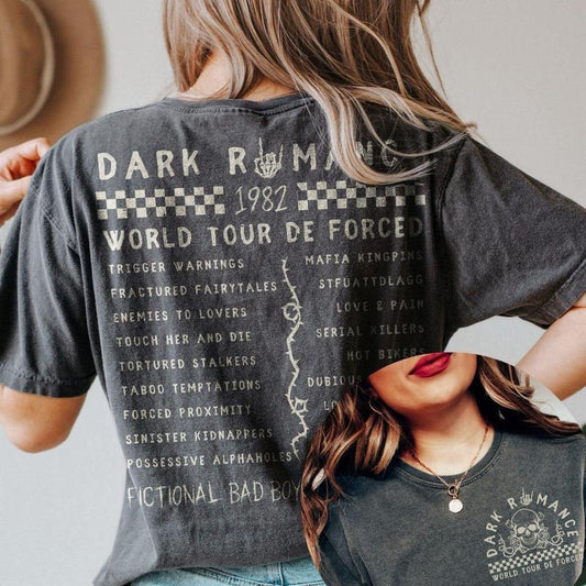 Dark Romance World Tour de Forced vintage style t-shirt dark academia cat & mouse bookstagram merch for booktok gifts stfuattdlagg tee shirt