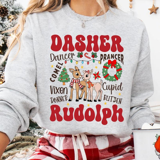 Dasher Dancer Prancer Rudolph Sweatshirt, Rudolph The Red Nosed Reindeer Shirt, Rudolph Christmas Tee Shirt, A Bit Of A Misfit T-Shirt, Rudolph Reindeer Sweater, Gift For Holiday