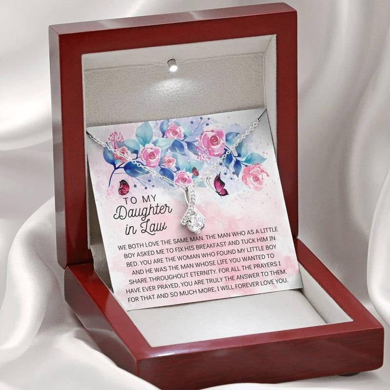 Daughter In Law Gift From Mother In Law Necklace, Birthday Gift From Mother In Law, Necklace With Message Card, Gift For Daughter In Law, Jewelry Box, Necklace With Gift Box, Gifts For Birthday