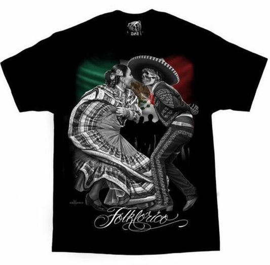 David Gonzales Art Folklorico Flamenco Dancer Skeleton Urban Mexico T Shirt