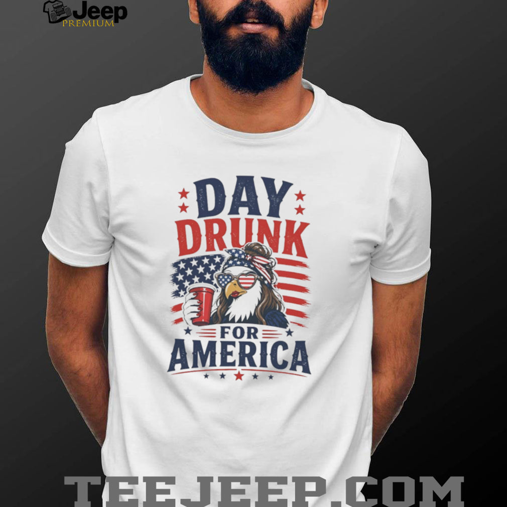 Day Drunk For America Eagle Sunglasses American Flag Patriotic T Shirt