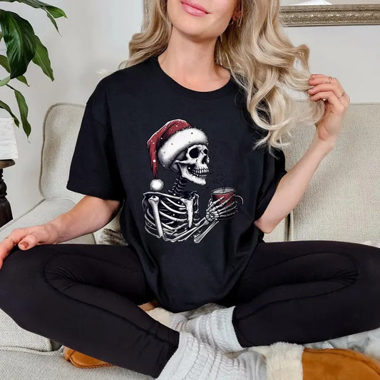 Dead Inside Skeleton Christmas Shirt Sarcastic Christmas Coffee Shirt Merry Christmas Coffee Lover Christmas Gift Skeleton Santa Shirt