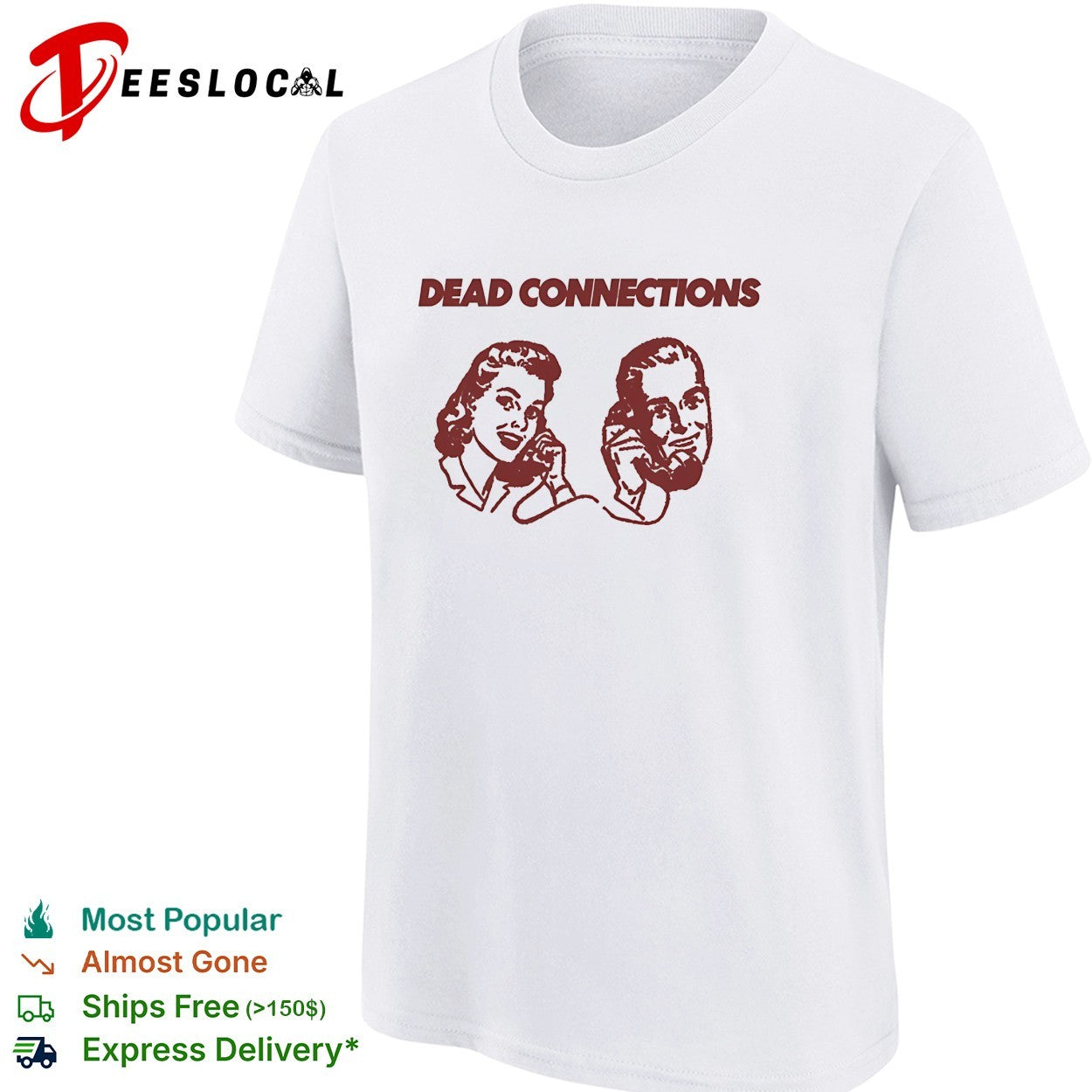 Dead connections retro phone couple shirt