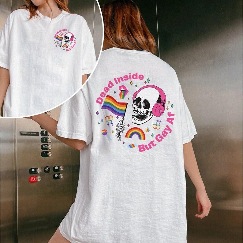 Dead inside but gay T Shirt Hoodie Sweater, Love is Love shirt, LGBT Skeleton shirt , LGBTQ shirt gay Lesbian Shirt...