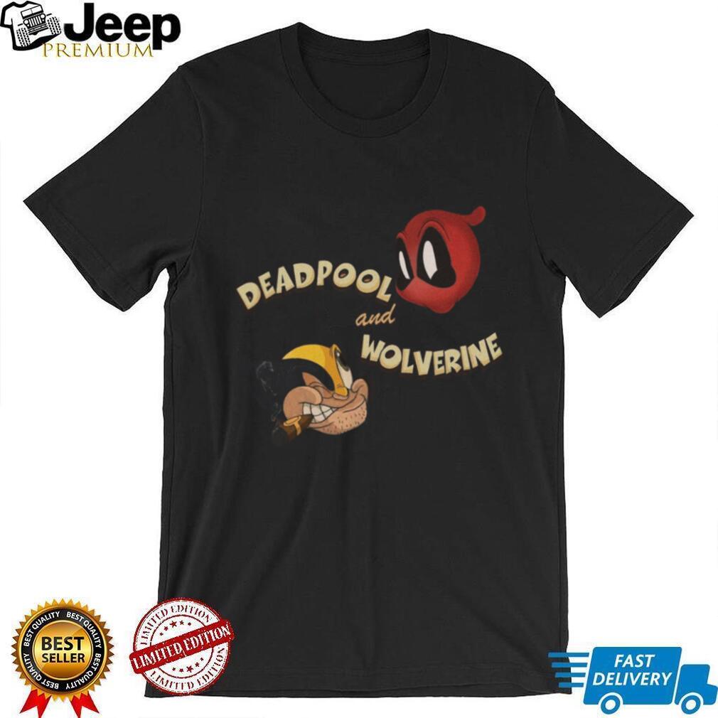 Deadpool and Wolverine Retro Cartoon Parody Style Graphic T Shirt