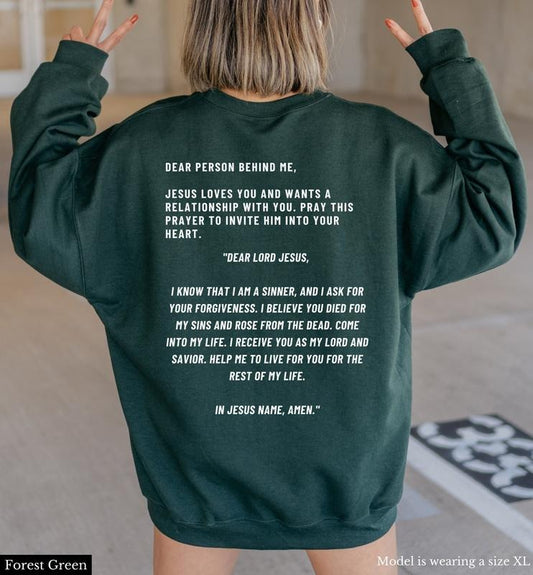 Dear Person Behind Me Christian Sweatshirt Aesthetic Sweatshirt Jesus Loves You Jesus Crewneck Christian Apparel Faith  T-shirt, sweater and Hoodie