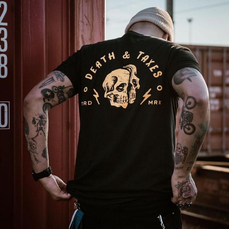 Death & Taxes SK printed men's classic T-shirt - Naughty Clothes Men