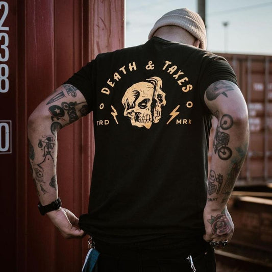 Death & Taxes SK printed men's classic T-shirt - Naughty Clothes Men