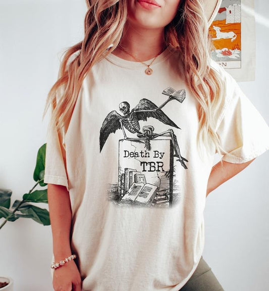 Death By TBR Shirt, Reading TBR Pile Gift for Reader, Witchy Dark Academia TShirt