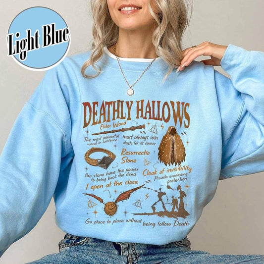 Deathly Hallows Wizard Sweatshirt, Wizarding World Sweatshirt for Fan, Halloween Fall Season Sweatshirt, Gift for Book Lover Cotton Fabric