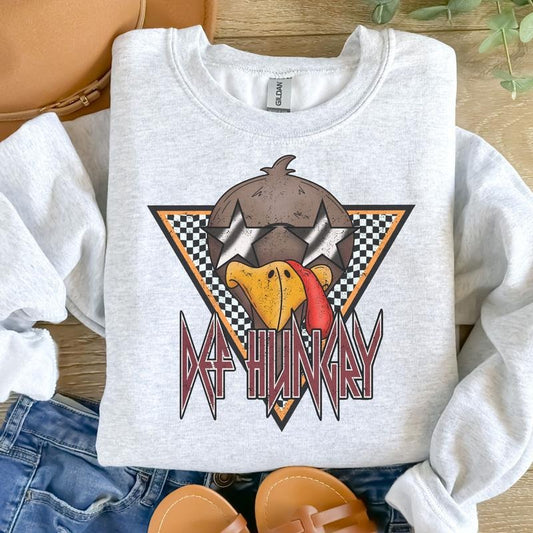 Def Hungry Sweatshirt - Ash Grey - Sublimation Womenswear Casual Comfort - Thanksgiving