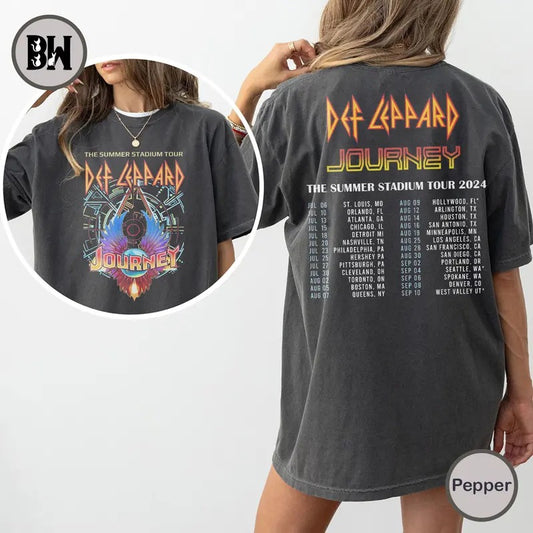 Def Leppard And Journey Summer Stadium Tour Shirt, Journey Tour Shirt, Def Leppard Fan Shirt, Journey Band Tour 2024 Shirt, Def Leppard And Journey Merch