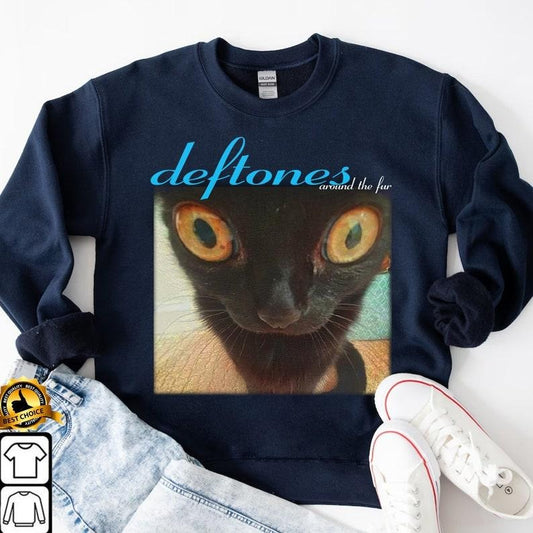 Deftones Around The Fur Cat Band Shirt, Vintage, Black Tee Shirt, Gift For Her, Him Birthday, Gift For Men, Women