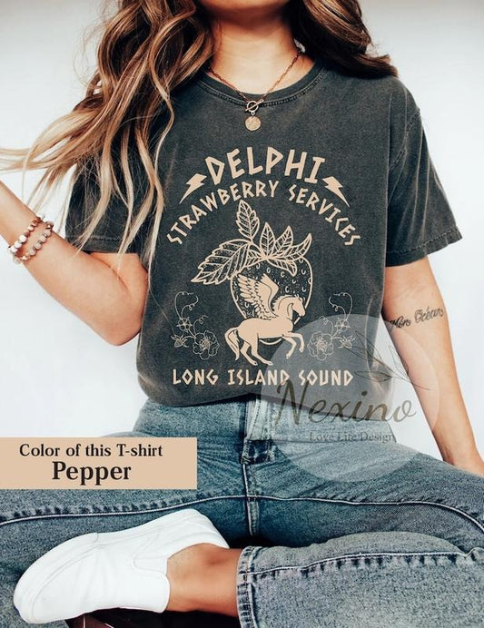 Delphi Strawberry Shirt, Camp Half Blood Shirt, Percy Jackson shirt, Book merch T-Shirt, Bookish shirt, Book lover Shirt, Design Shirt