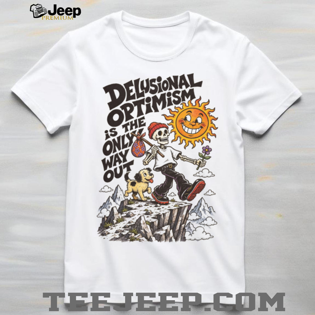 Delusional Optimism Skeleton Traveler Retro Graphic T Shirt