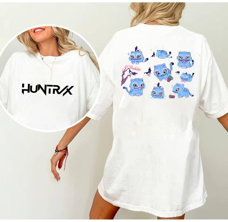 Demon Hunter Tiger 2 Sides Shirt, Derpy the Tiger And Bird Demon Hunter Tiger Tee, Hunters Tiger fan, Kpop Saja Boys Shirt, Kpop Demon Huntersstyle{n002}2